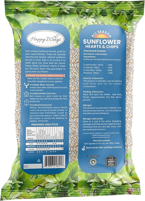 Happy Wings sunflower hearts no-mess close-up for backyard feeding