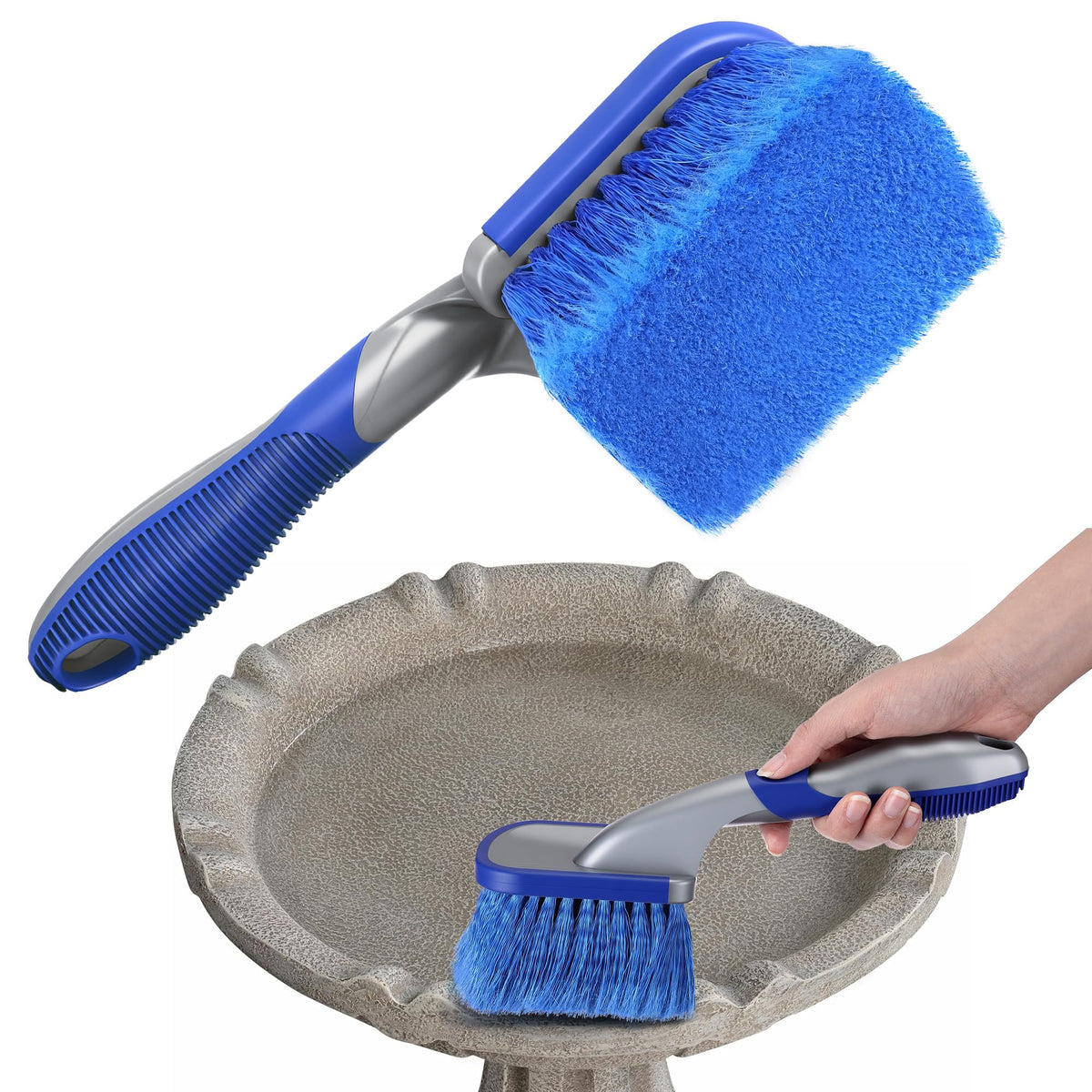 HappyAlley Bird Bath Brush with a large ergonomic handle for comfortable cleaning.