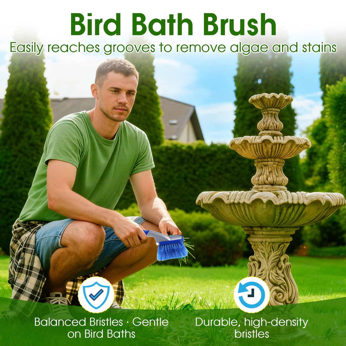 HappyAlley Durable PVC bristles resist wear and keep shape during scrubbing.