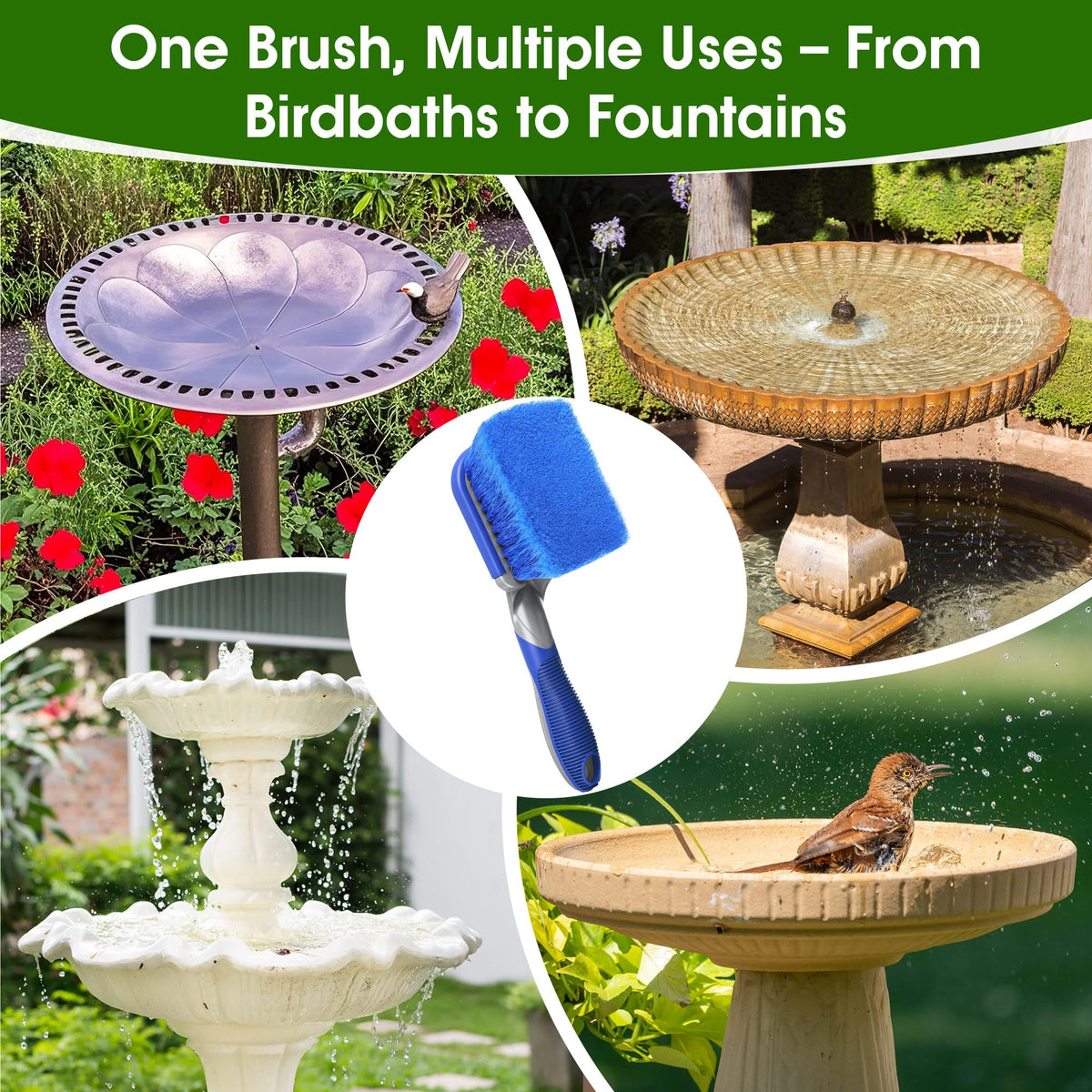 HappyAlley Outdoor bird care tool suitable for ceramic, metal, and wood surfaces.