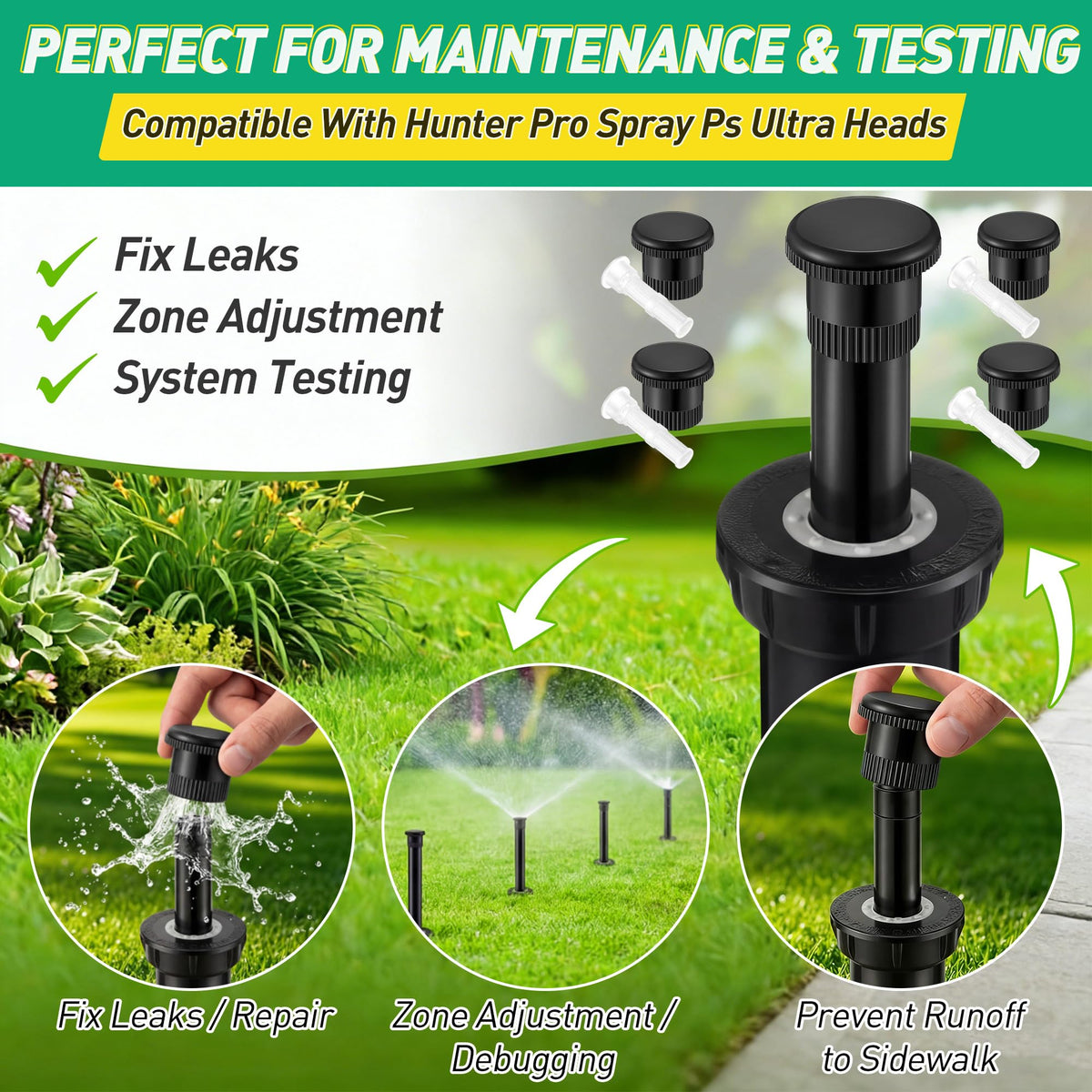 HappyAlley cap fitted on a sprinkler head during testing