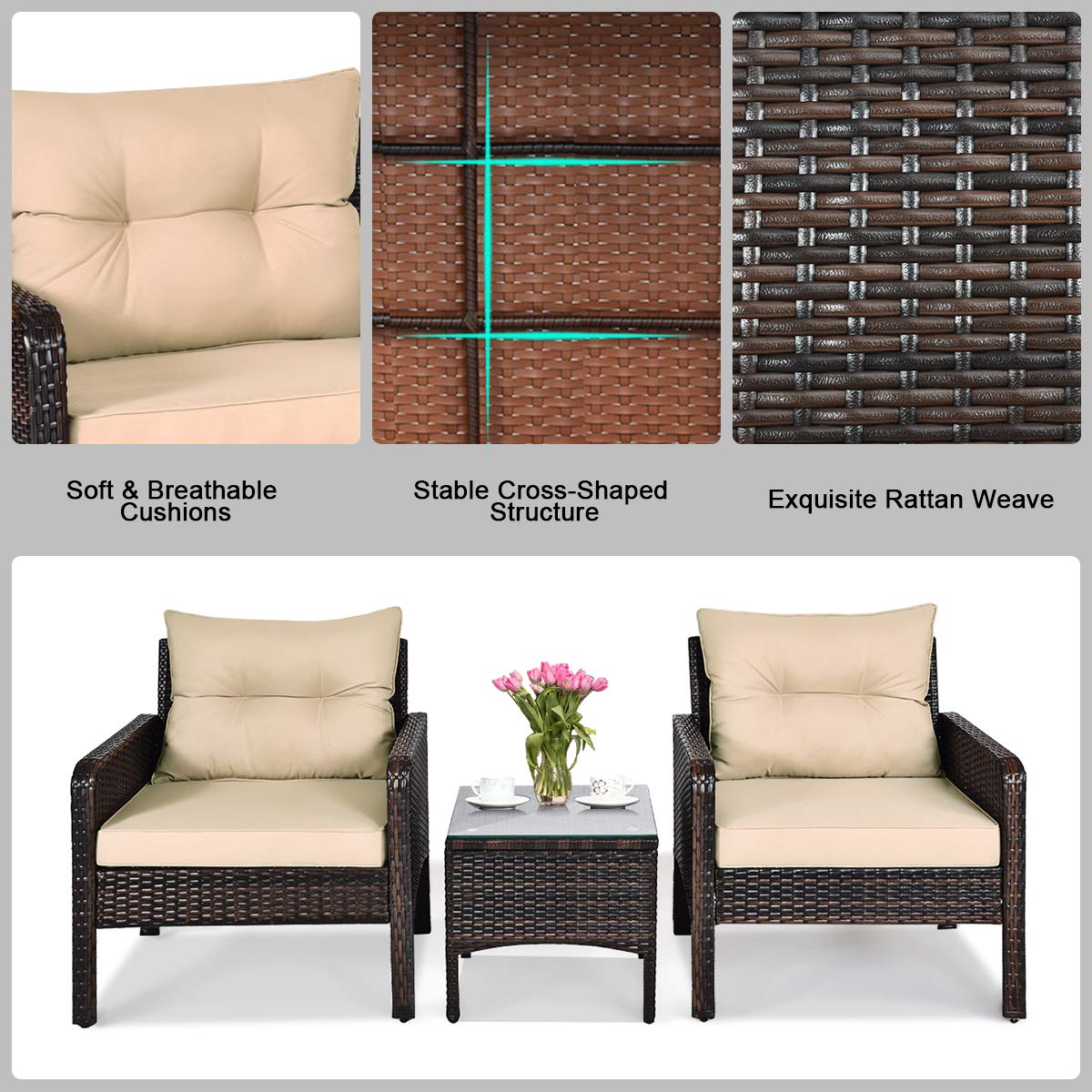 HappyGRILL patio set includes clear instructions for simple assembly.