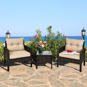 HappyGRILL square coffee table with tempered glass top, easy cleaning.