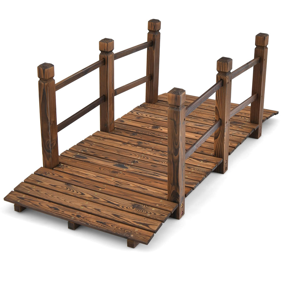 HAPPYGRILL wooden garden bridge arc over lawn for elegant outdoor pathway