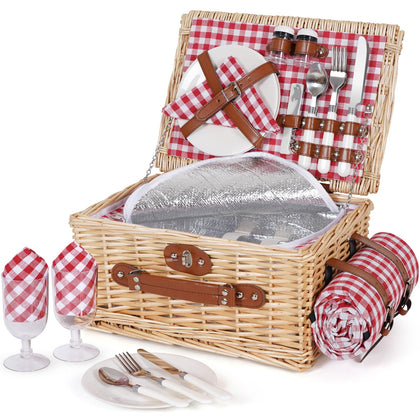 HappyPicnic basket set-2 with accessories arranged for a couple picnic.