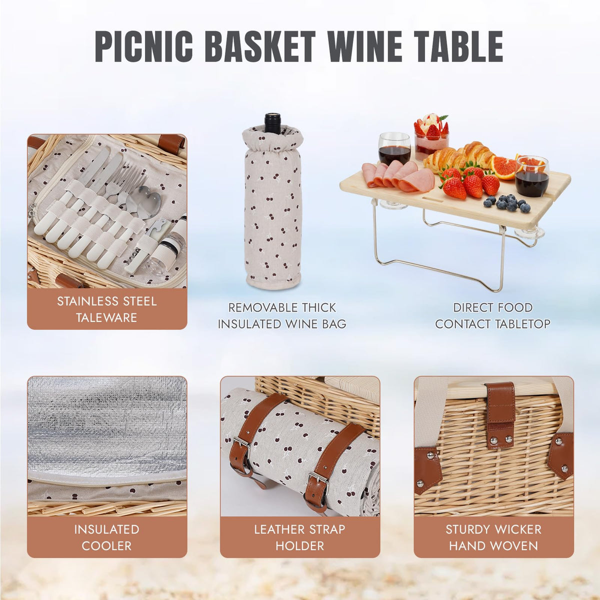HappyPicnic stainless cutlery kit for effortless outdoor dining.