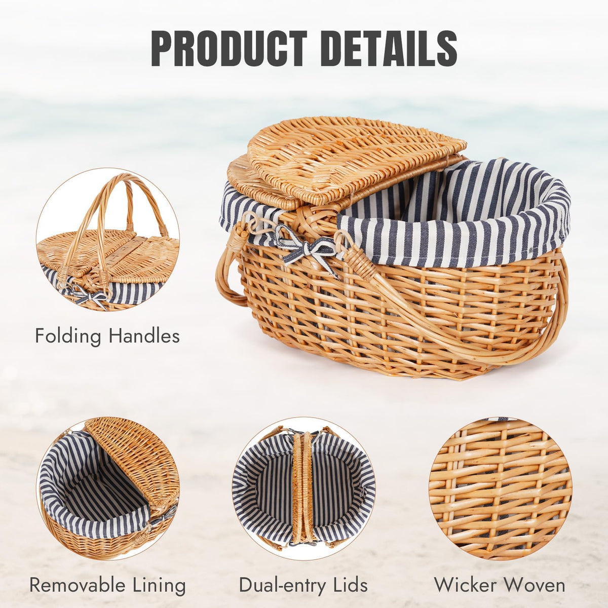 HappyPicnic double-handles picnic basket—easy carrying on every outing.