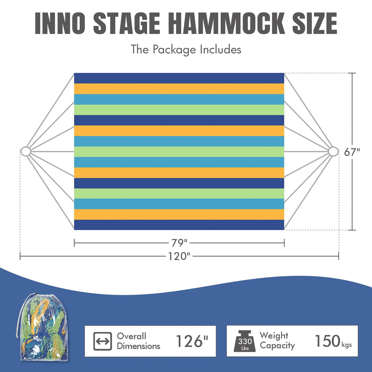 HappyPicnic hammock with carry bag, easy portability for camping or travel.