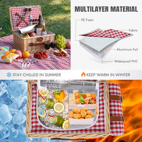 HappyPicnic waterproof-blanket provides dry seating on damp grass.