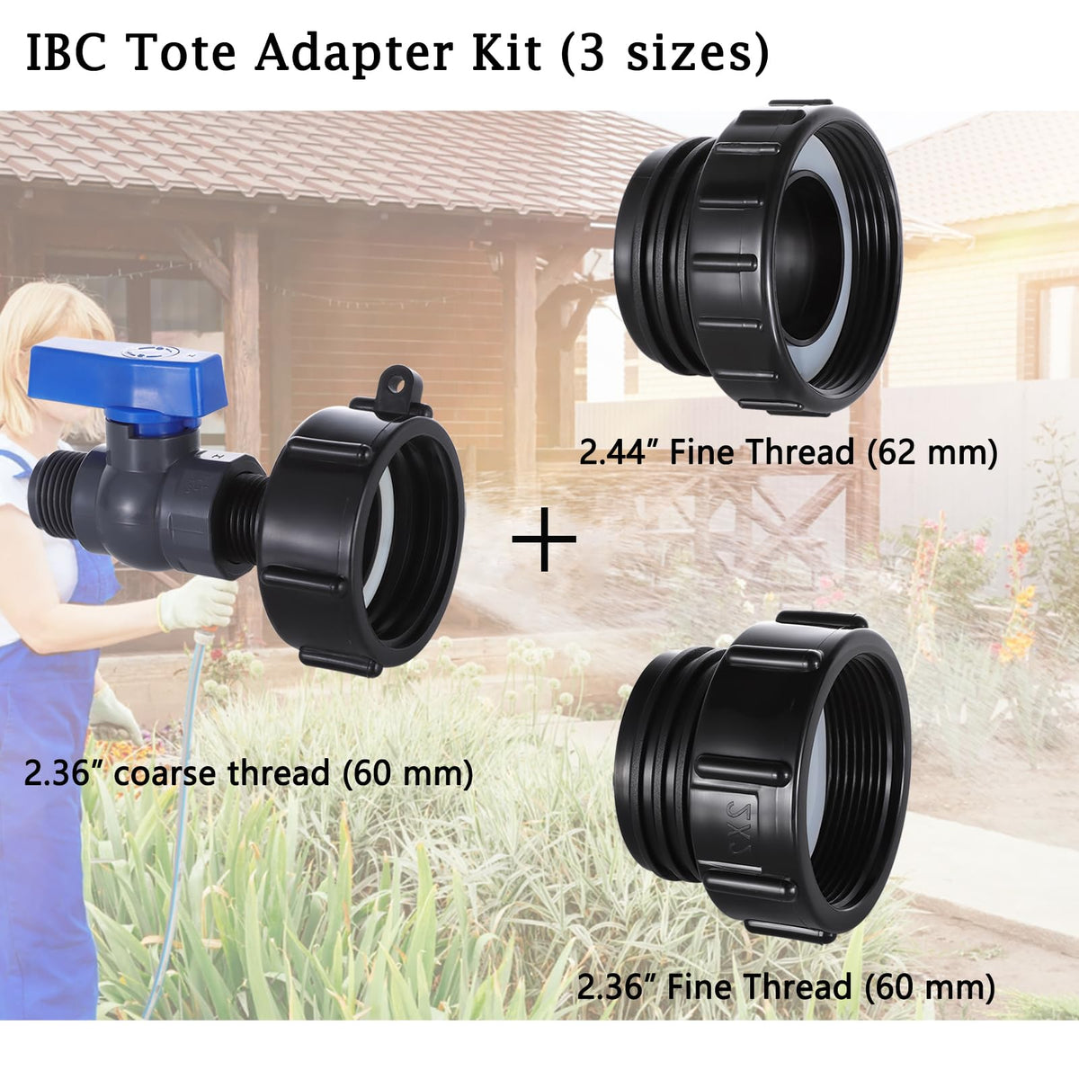 Happywins 2.44in fine thread adapter for leak-proof connection