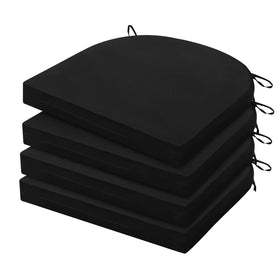 HARBOREST outdoor chair cushions pack shows four cushions with secure ties on patio furniture.