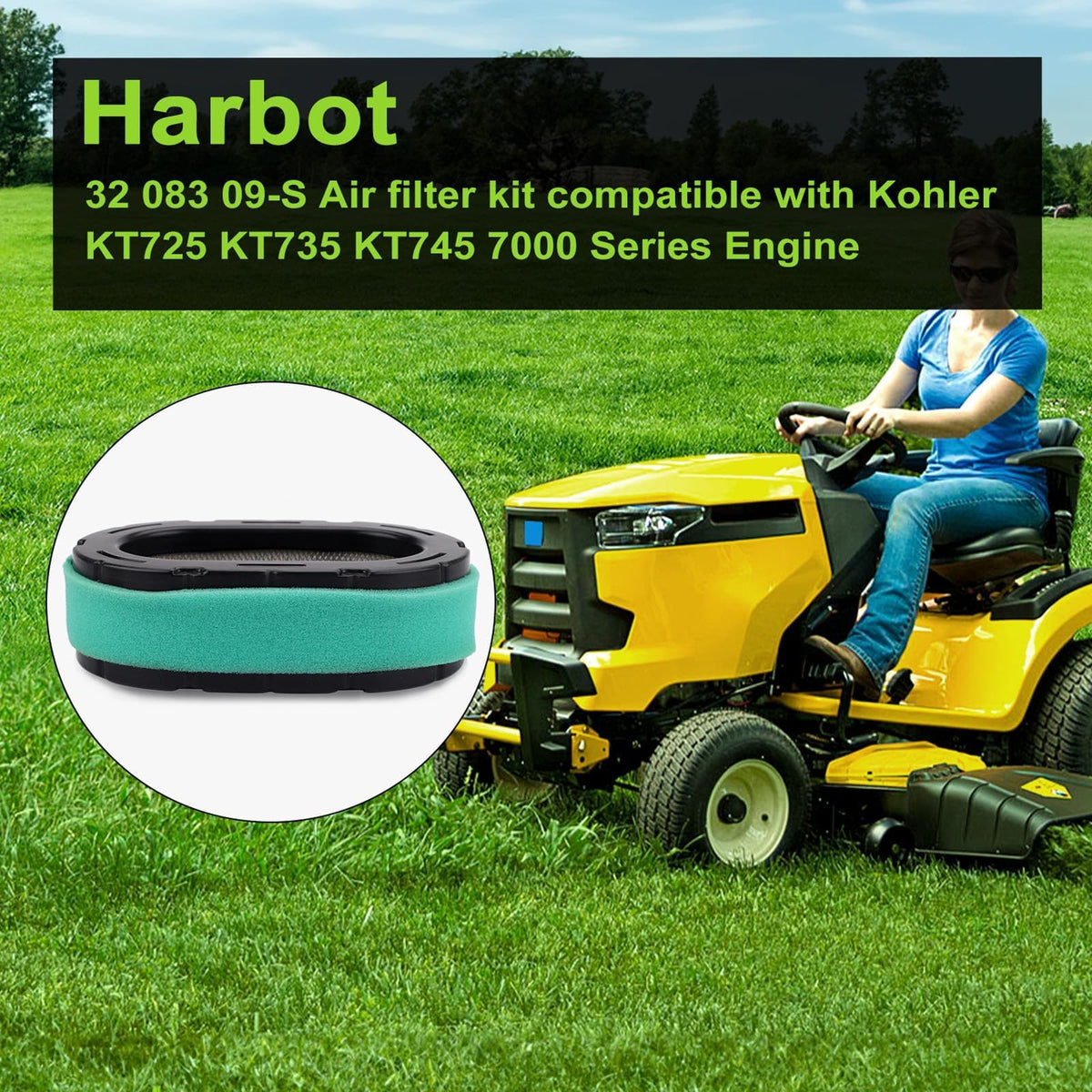 Harbot packaging shows two air filters and two pre-filters for easy replacements.