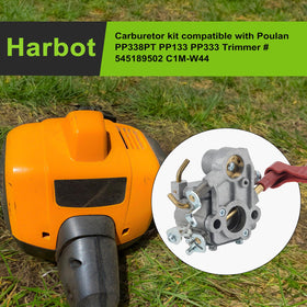 Harbot PP338PT carburetor kit side view showing compact all-in-one package.