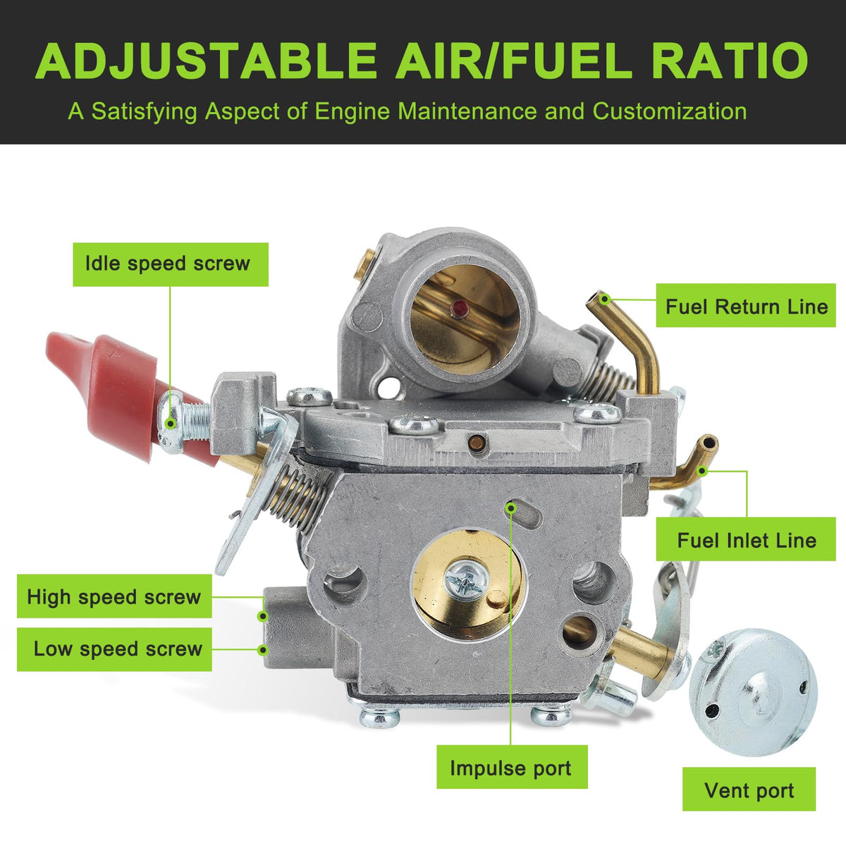 Harbot PP338PT spark plug included for reliable ignition baseline.
