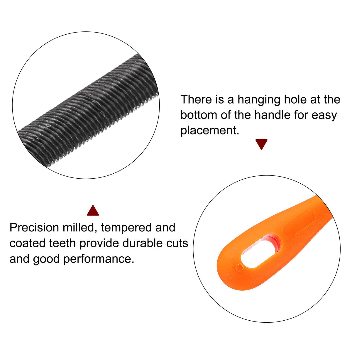 HARFINGTON double-cut teeth detail helps prevent clogging during filing