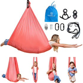 Harkla pink sensory swing offers hug-like calming for kids and adults.