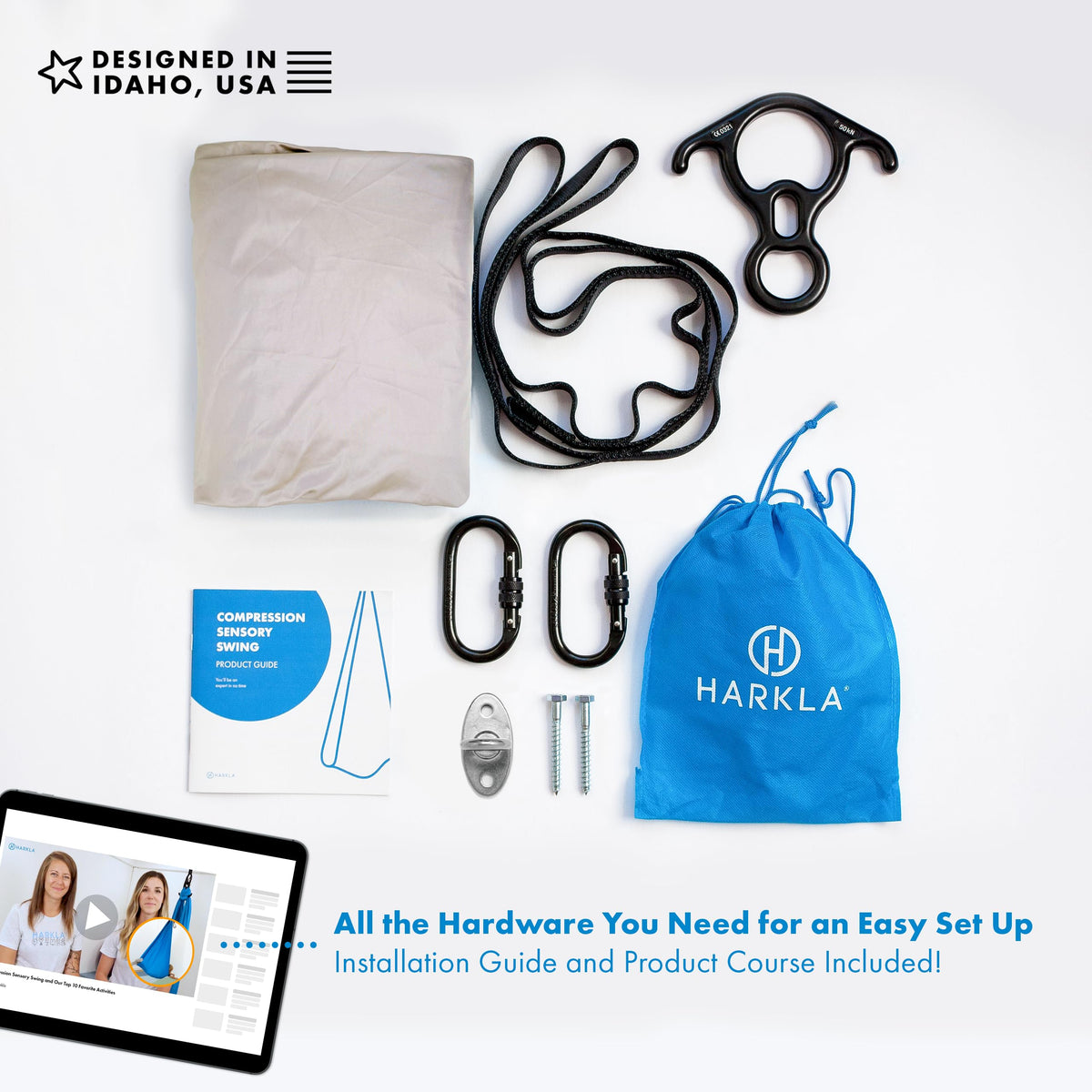Harkla Sensory Swing gray easy assembly with clear instructions.