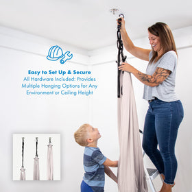 Harkla Sensory Swing gray heavy-duty hardware ensures secure installation.