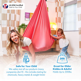Harkla sensory swing with heavy-duty hardware for durable indoor outdoor setups.