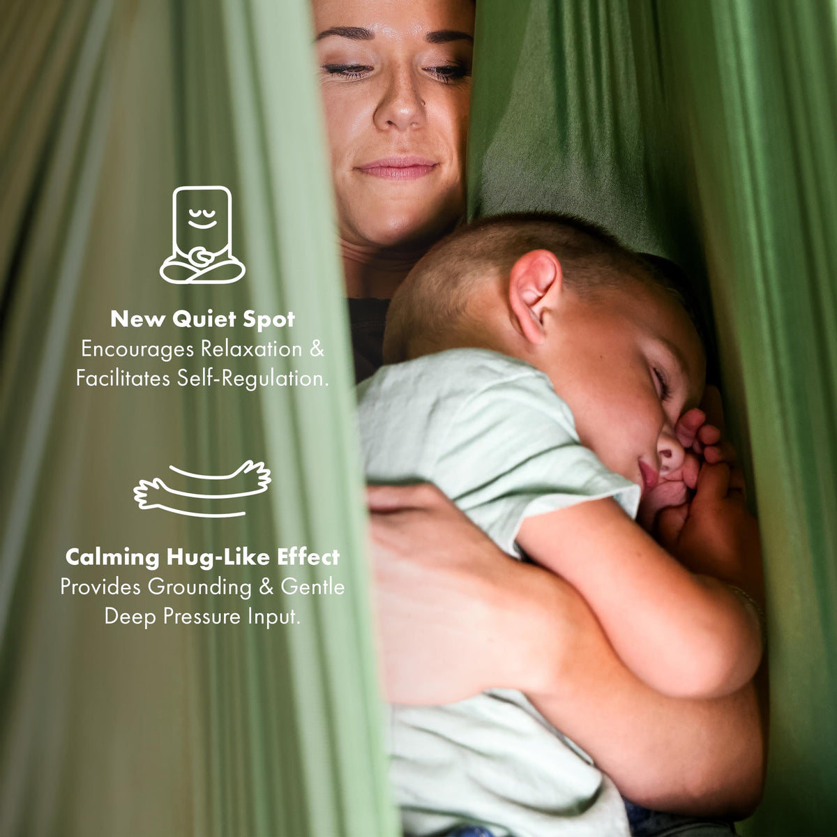 Harkla sensory swing showing heavy-duty hardware for secure setup