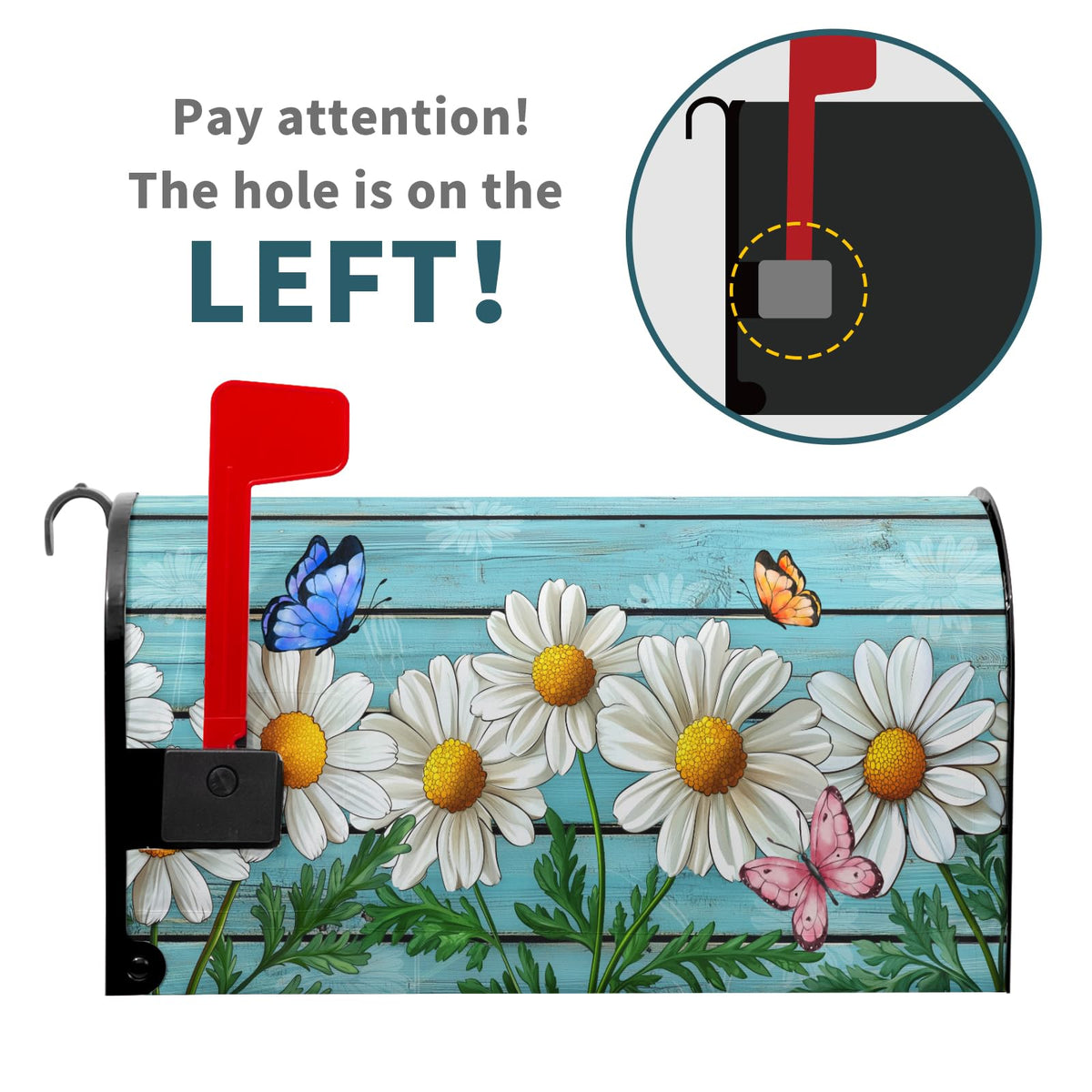 Harooni spring daisy mailbox cover with magnetic ends, easily secured outdoors.