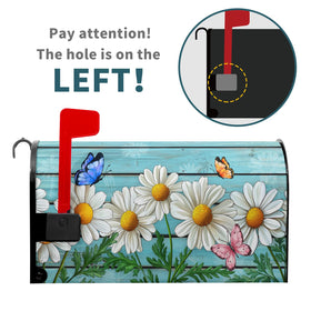 Harooni spring daisy mailbox cover with magnetic ends, easily secured outdoors.