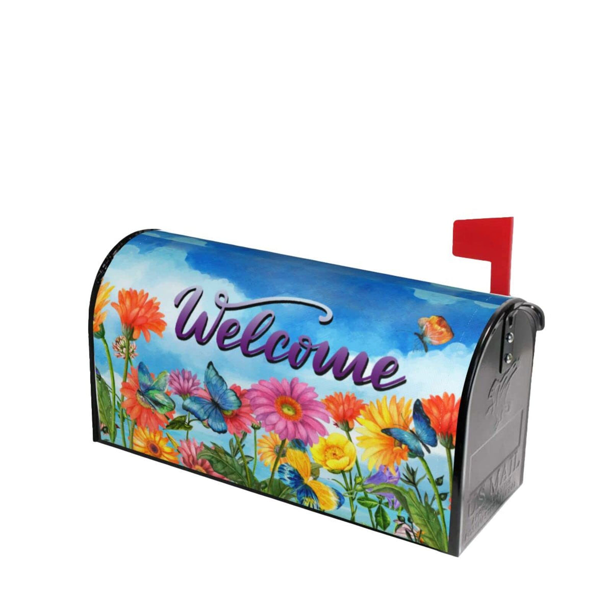 Harooni fluttering butterflies design adds charm and easy mailbox distinction.
