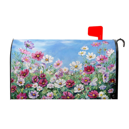 Harooni spring flowers mailbox cover on a standard post, boosting curb appeal.