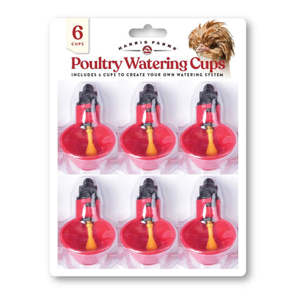 Harris Farms Watering Cups in a chicken coop providing steady water supply