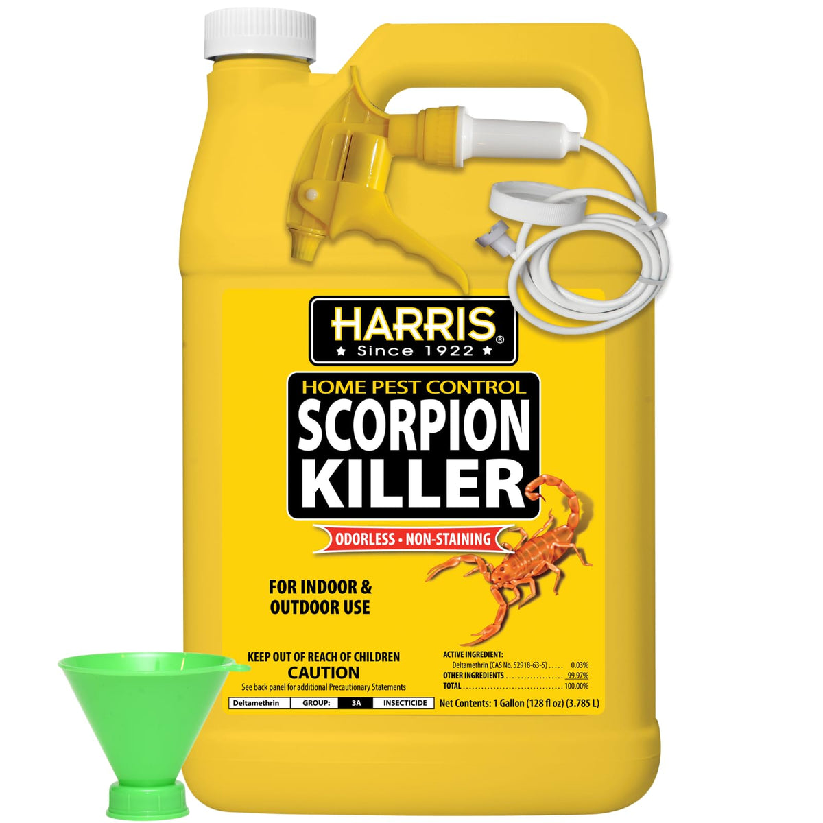 HARRIS Scorpion Killer gallon bottle, odorless pest control for indoor and outdoor use.
