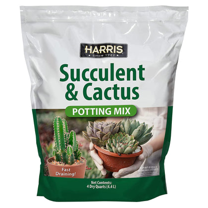 HARRIS succulent potting soil bag front shows ready-to-use mix for potted cacti.