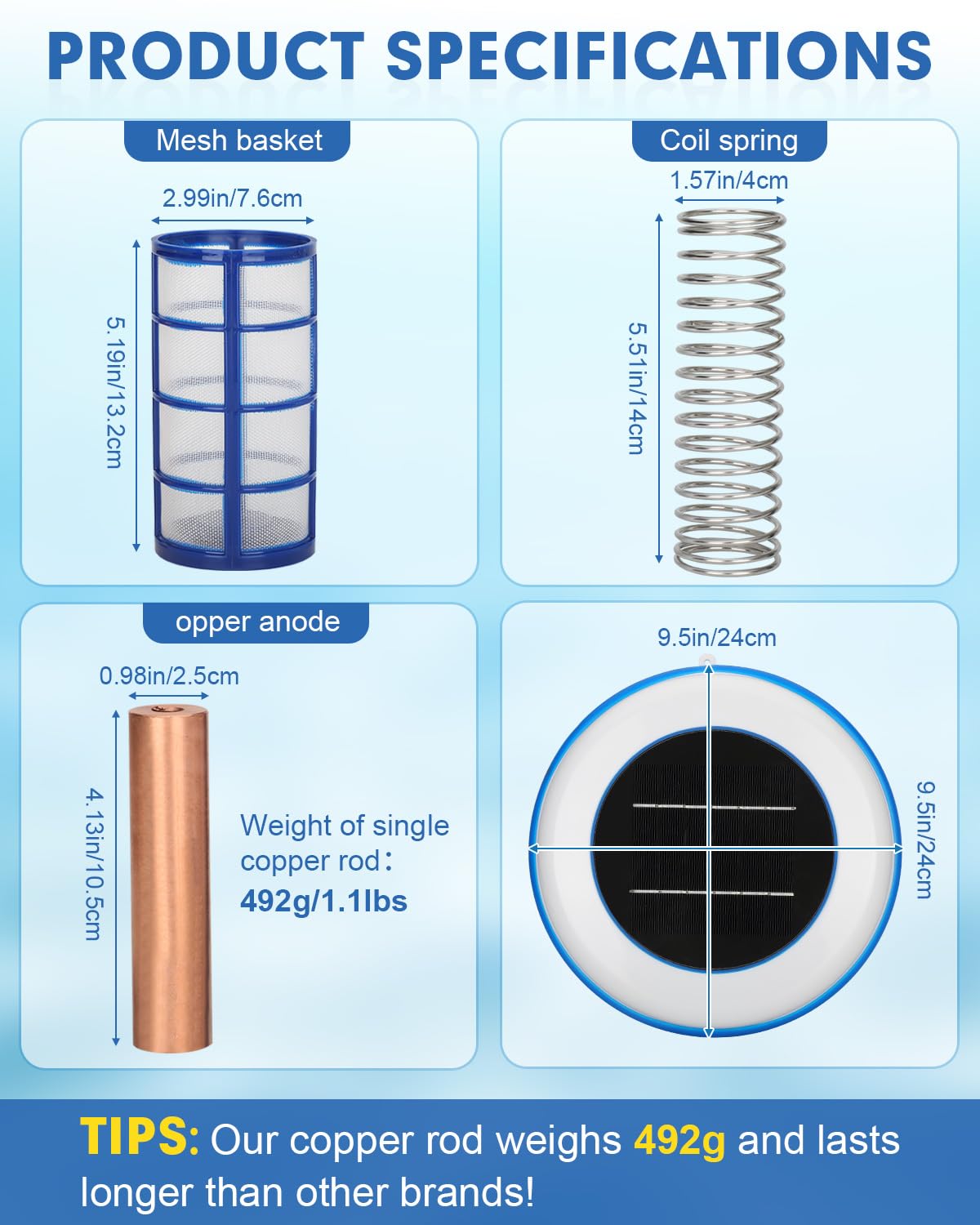 Harsire copper-anode compatibility up to 45000 gallons supports various pool types
