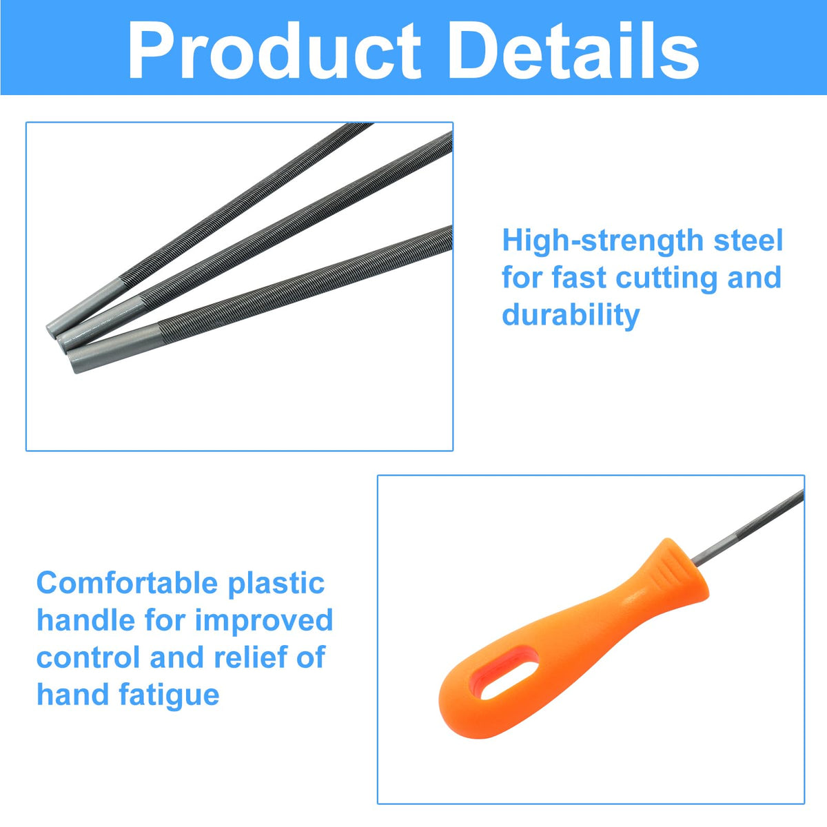 HARSKIYER file set with plastic handle for comfortable grip and control