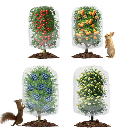 Haru Haru 4-pack garden netting covers blueberry bushes and fruit trees for pest protection.