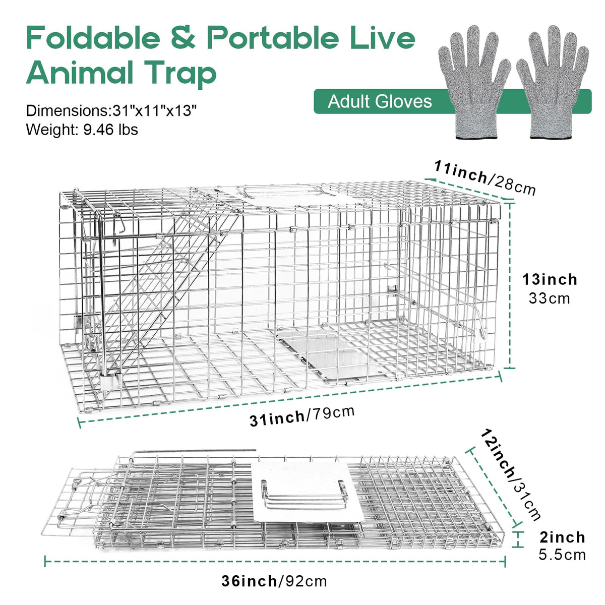 HARVANCO humane live trap ready for quick assembly and use.