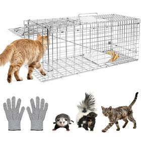 HARVANCO humane live trap folded design for easy storage and portability.
