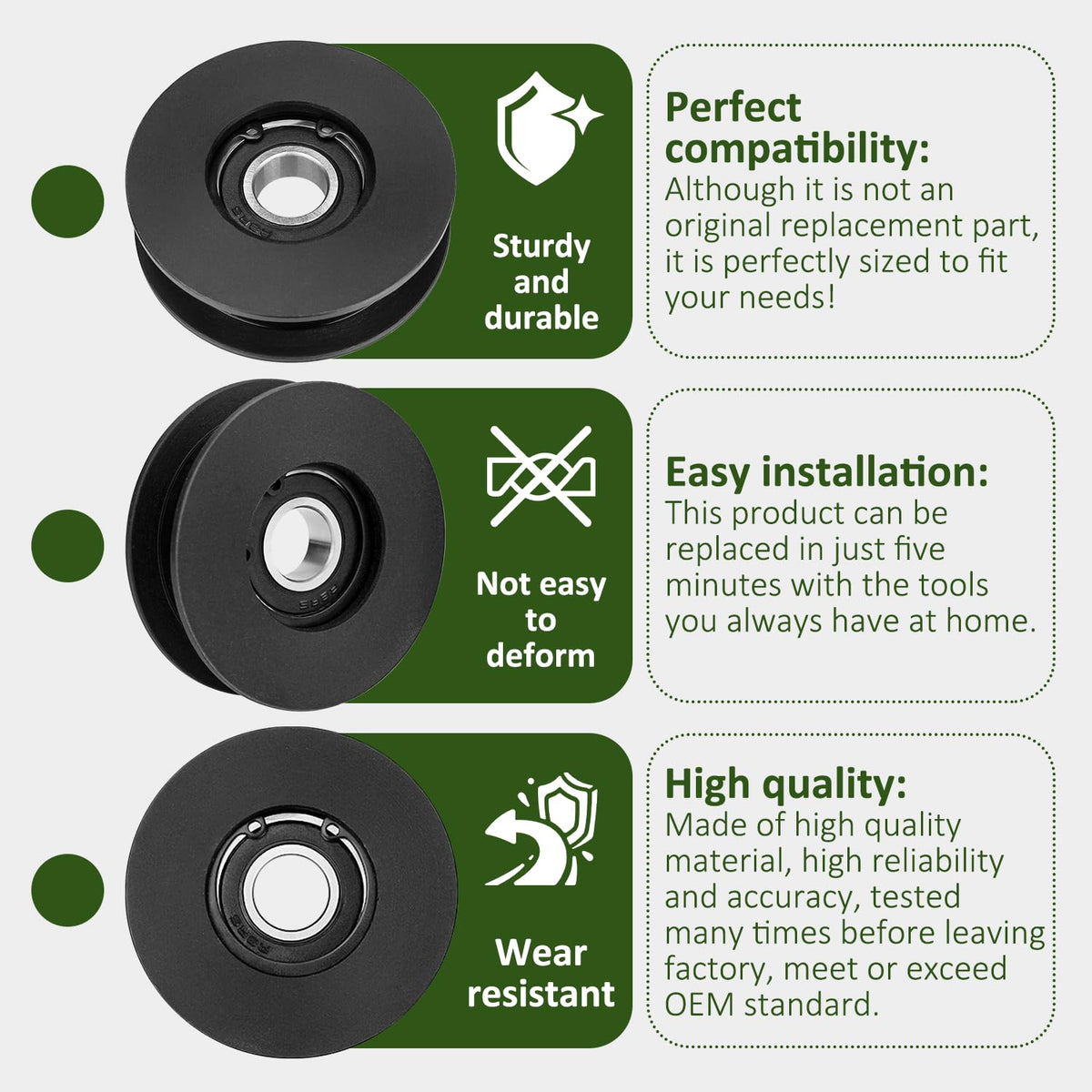HASME idler pulley replacement for LC221AH helps reduce belt wear and noise