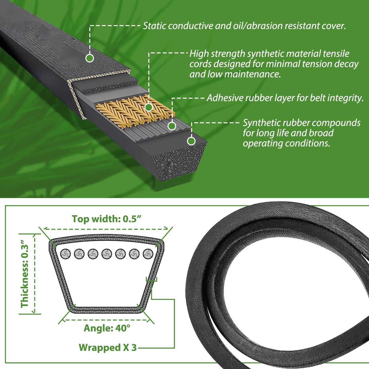 HASMX Swisher mower belt 6046 fit ensures reliable operation.