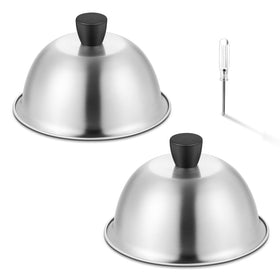HaSteeL 6-inch basting cover over a burger for even melting and reduced splatter