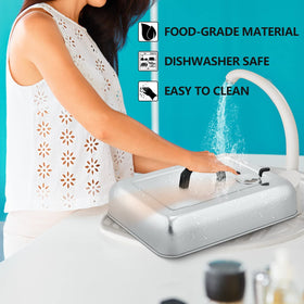 Dishwasher-safe HaSteeL cheese melting dome in stainless steel