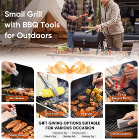 HaSteeL compact tabletop grill featuring a sturdy frame for easy outdoor meals.
