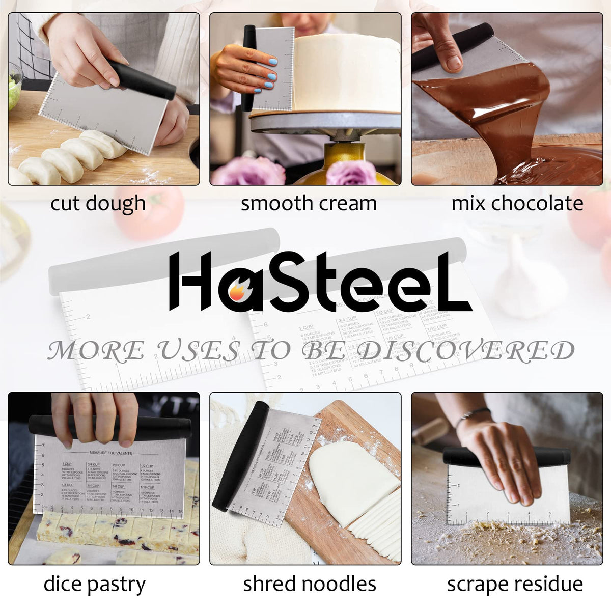 HaSteeL dishwasher-safe scraper cleans easily after cooking and grilling.