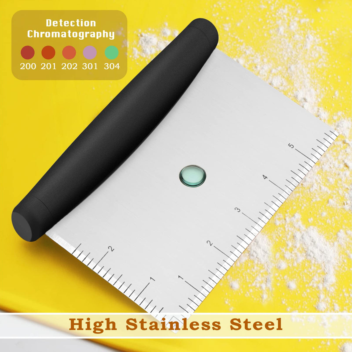 HaSteeL griddle scraper ergonomic handle ensures comfortable grip during chopping and cleaning.