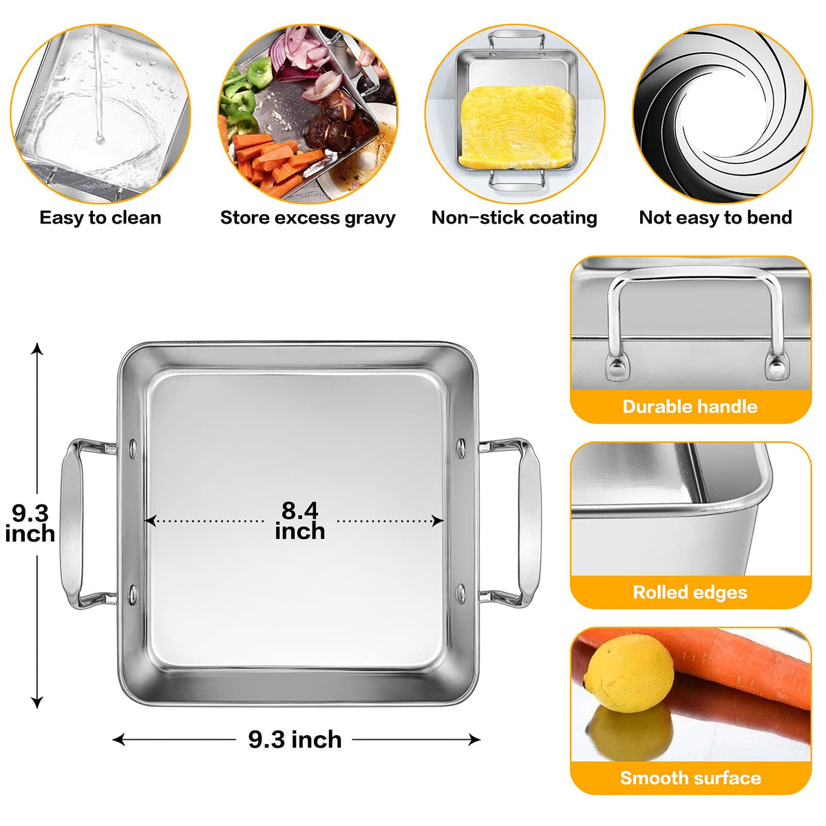 HaSteeL roasting drip pan catches juices while roasting vegetables