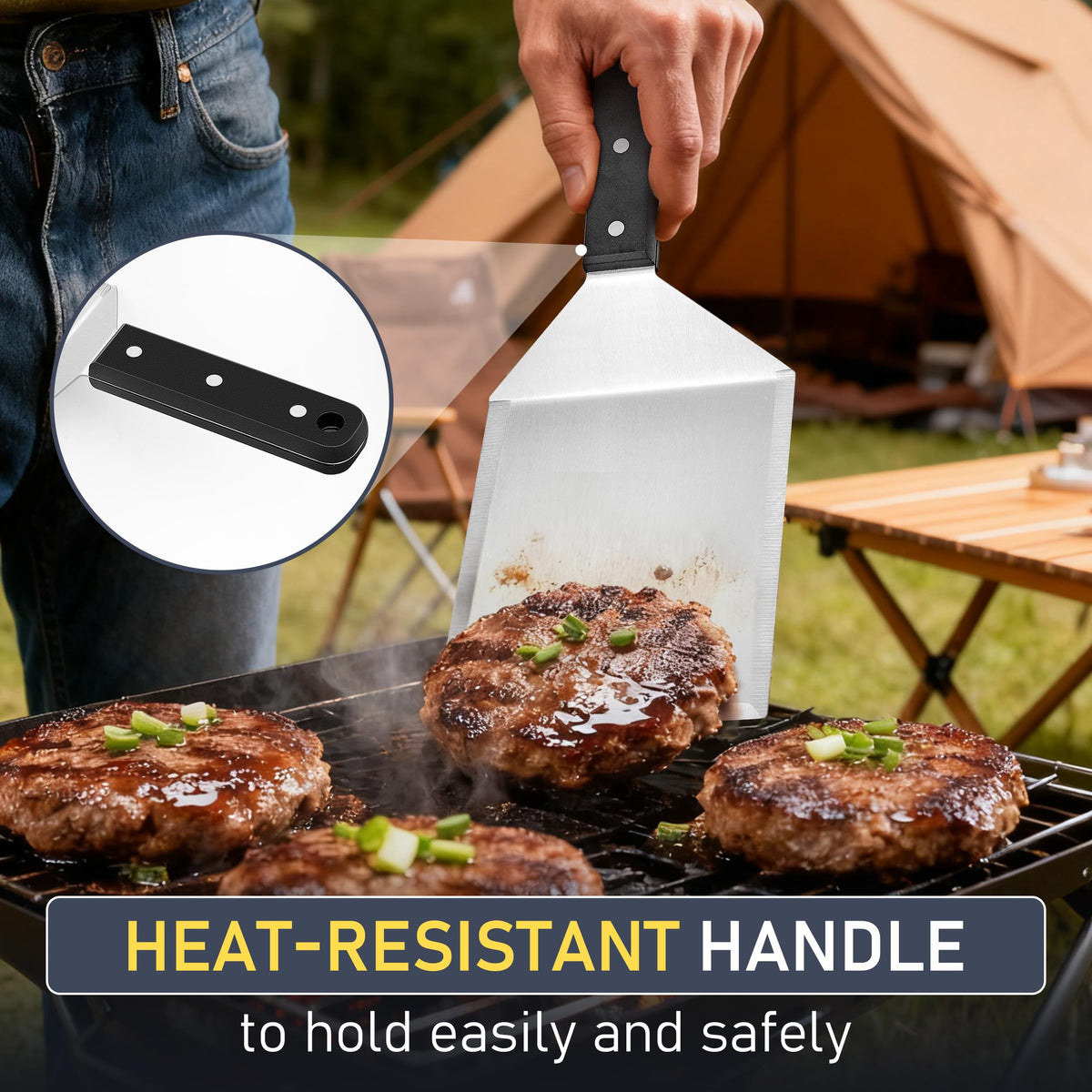 HaSteeL 12-inch blade handles larger portions on teppanyaki or grill