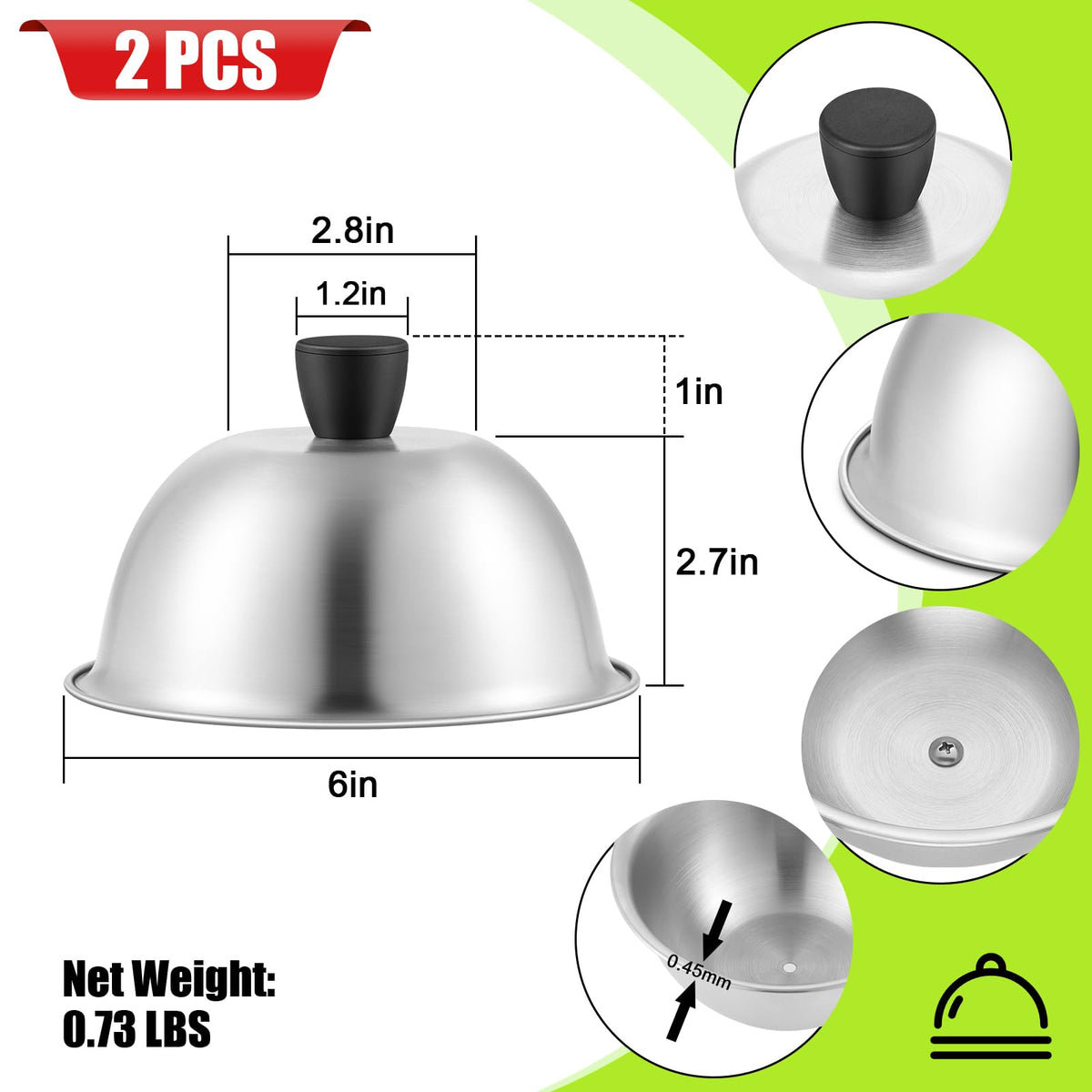HaSteeL stainless steel melting dome set 2 for versatile indoor outdoor grilling