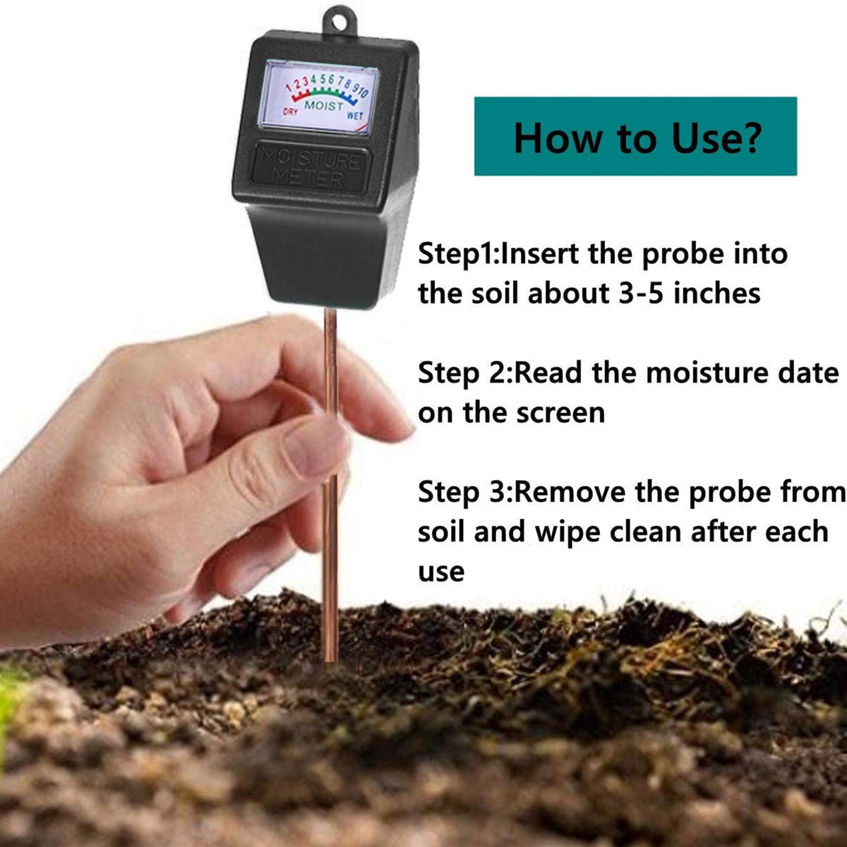 Hathdia plant hygrometer dial displays moisture for watering decisions