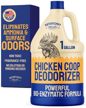 Hatortempt coop deodorizer bottle pour reducing odors at the source for a cleaner coop