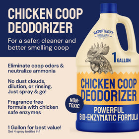 Hatortempt enzymatic cleaner application demonstrating fast-acting odor neutralization on wood, sand, and bedding