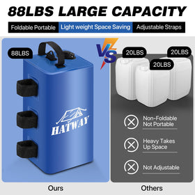 Hatway easy-fill design attaches quickly to canopy legs with straps